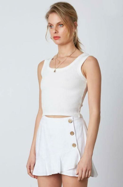 All I Can Do White Button-Up Mini Skirt