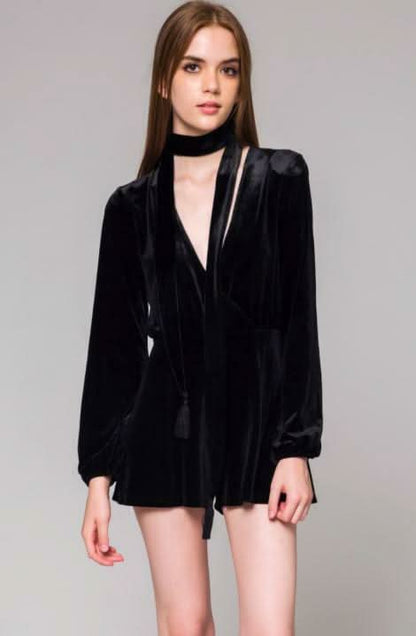 Alluring Elements Black Velvet Romper
