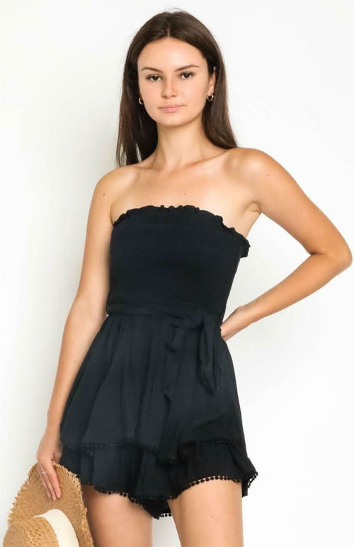 Bocca Black Smocked Strapless Romper