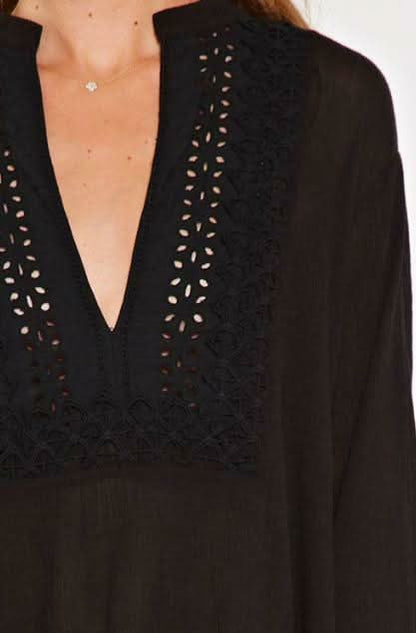 Cassandra Black Lace Bell Sleeve Top