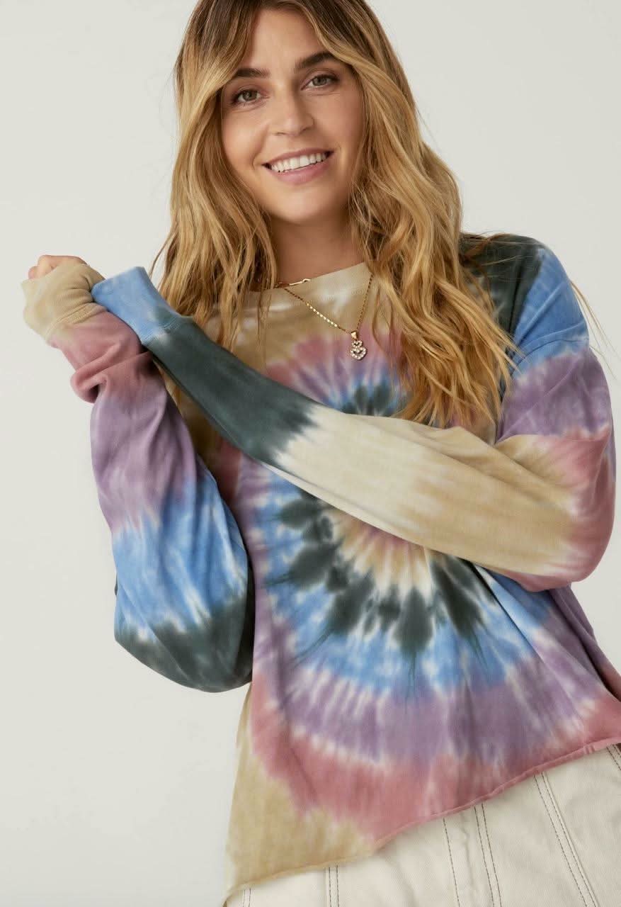 Autumn Tie Dye Long Sleeve Crop Top