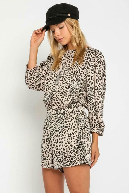 Janice Black and Cream Leopard Print Romper
