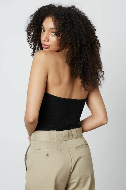 Cheri Black Ribbed Knit Tube Top