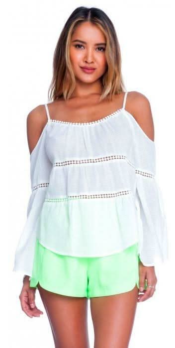 Lush Follow The Leader Off White Cold-Shoulder Top