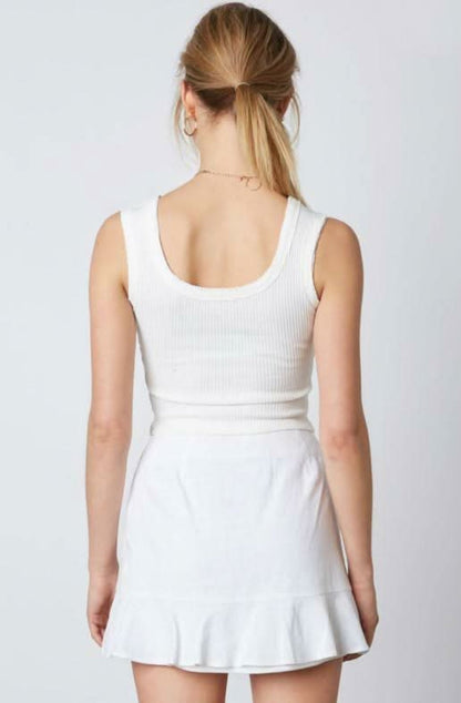 All I Can Do White Button-Up Mini Skirt
