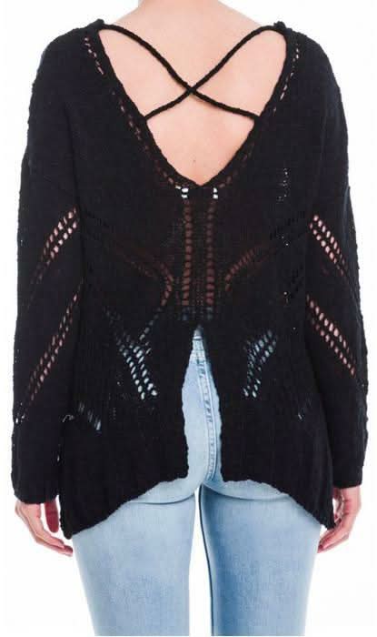 LUSH Moonlight Sweetness Black Strappy Sweater