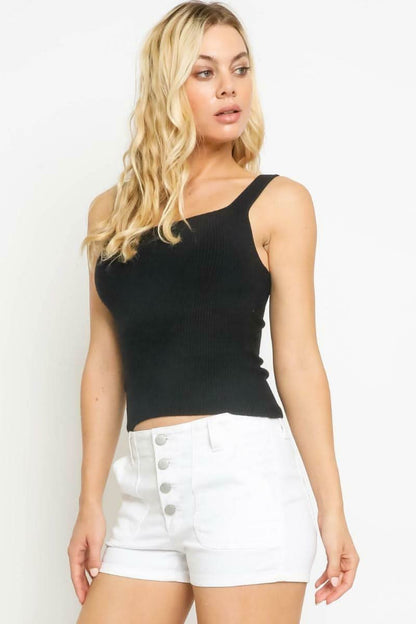 Becca Black Ribbed Tank Top