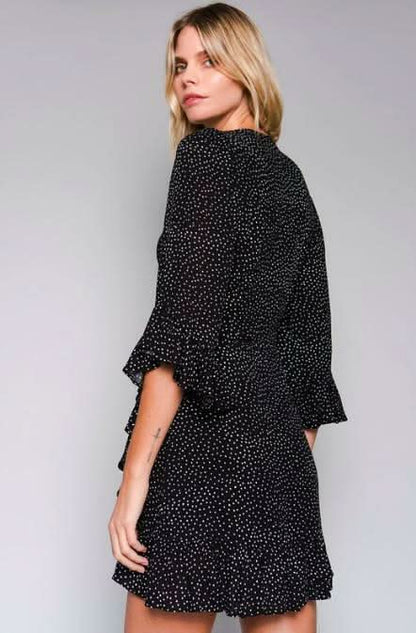 Indecisive Black Polka Dot Wrap Dress