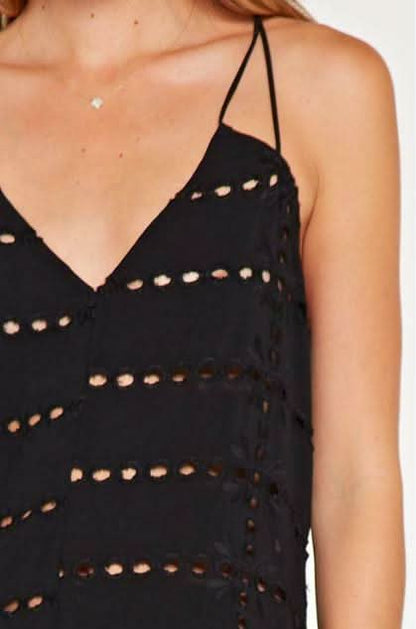 Beth Black Eyelet Sleeveless Top