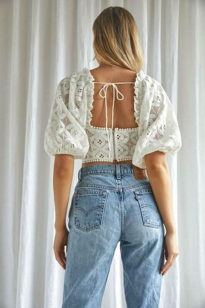 Charolette White Lace Bustier Crop Top