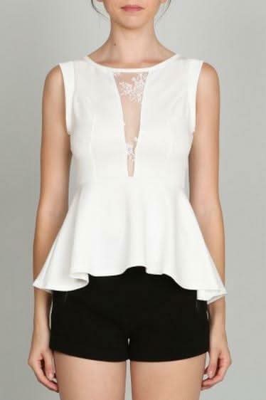 Ark & Co Love Lace Off White Peplum Top