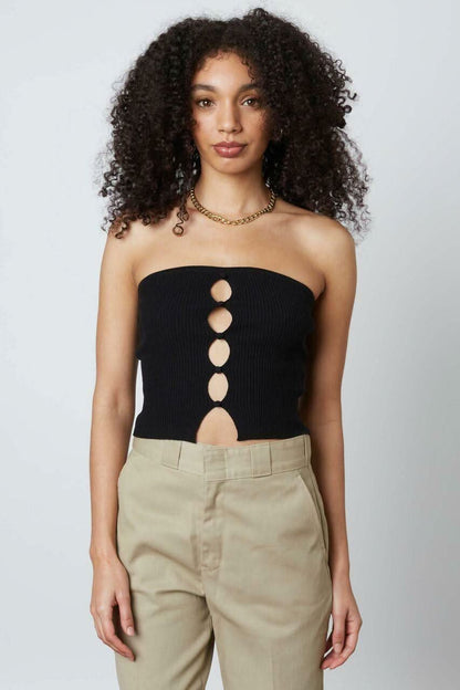 Cheri Black Ribbed Knit Tube Top