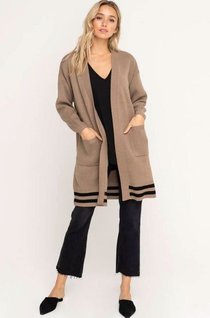 Bianca Taupe and Black Cardigan Sweater
