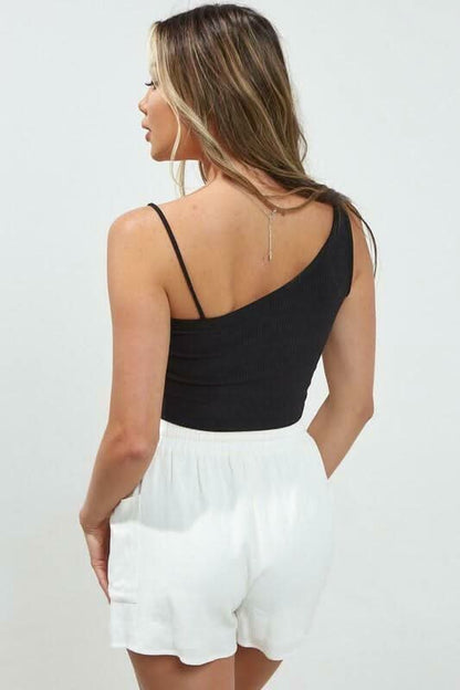 All I Got Black Asymmetric Crop Top