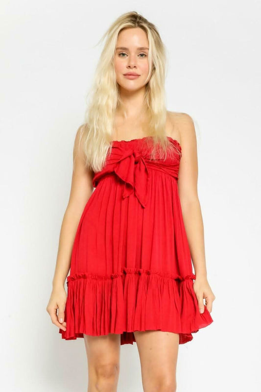 Canyon Sunset Bombshell Red Strapless Mini Dress