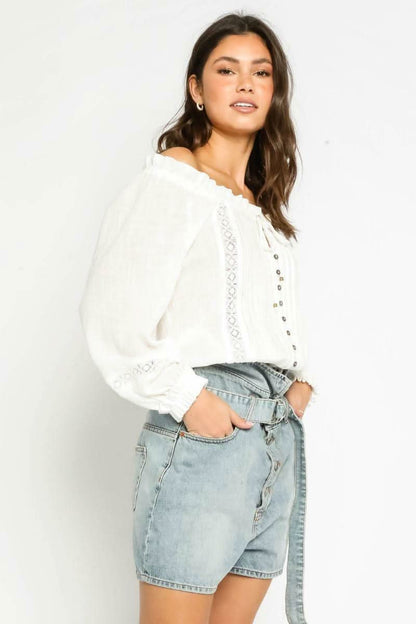In The Mood White Off-the-Shoulder Top