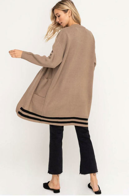 Bianca Taupe and Black Cardigan Sweater