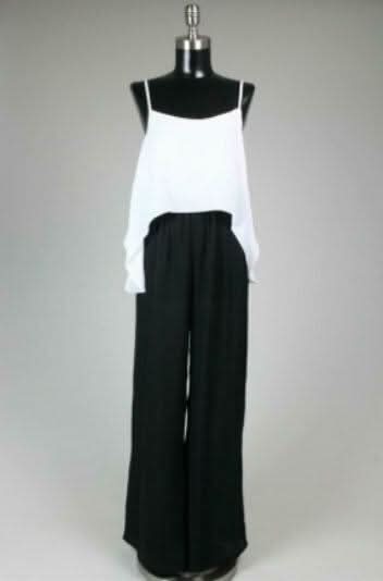 Broadway Bound Black and Ivory Two Toned Jumpsuit
