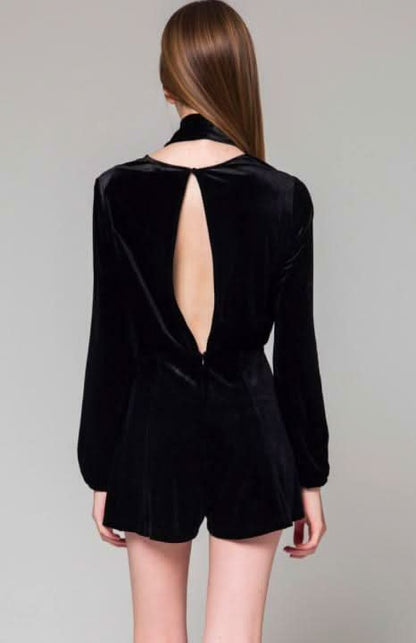 Alluring Elements Black Velvet Romper