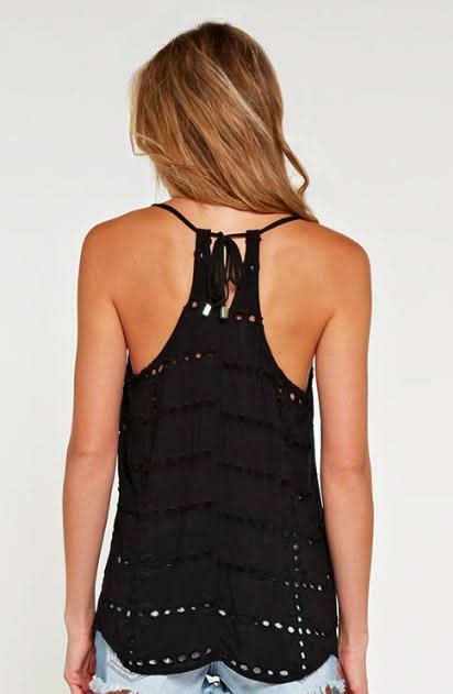 Beth Black Eyelet Sleeveless Top