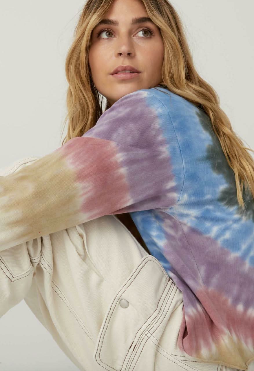 Autumn Tie Dye Long Sleeve Crop Top