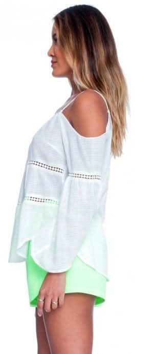 Lush Follow The Leader Off White Cold-Shoulder Top