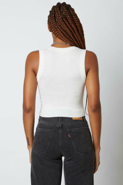 Little Bit of Sweetness White Cropped Button-Down Vest