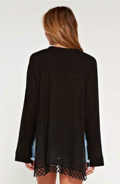 Cassandra Black Lace Bell Sleeve Top