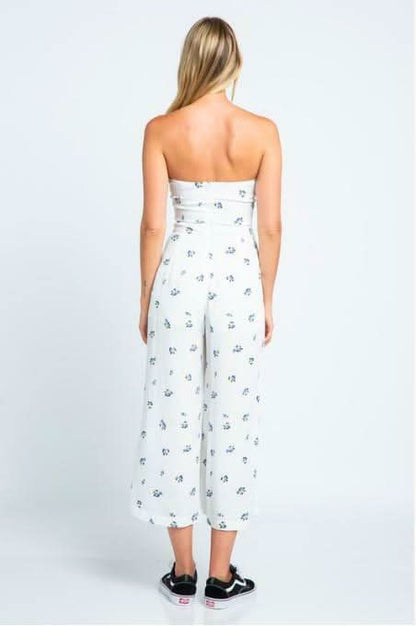 London Garden White Floral Print Double Tie-Front Jumpsuit