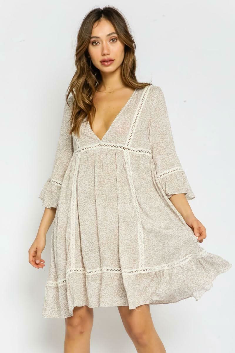 If Only Khaki Leopard Print Swing Dress