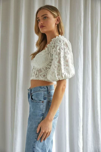 Charolette White Lace Bustier Crop Top