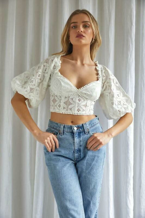 Charolette White Lace Bustier Crop Top