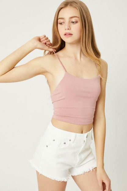 Antonia Mauve Pink Backless Cami Crop Top