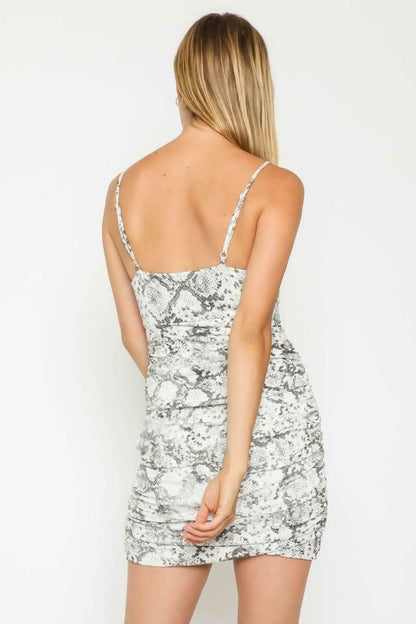 Bold Love Grey and White Snake Print Mini Dress