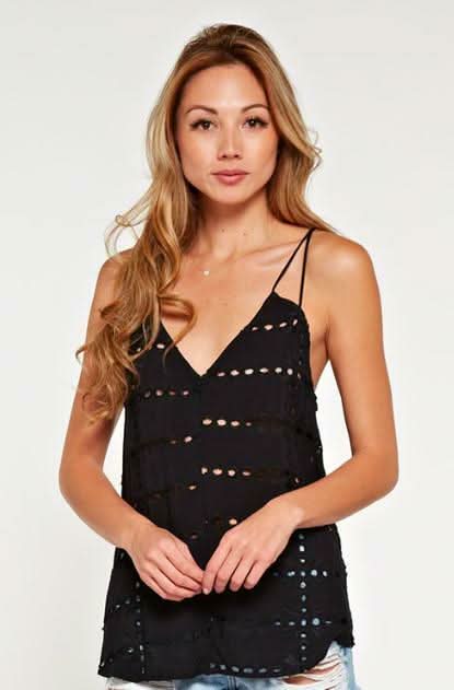 Beth Black Eyelet Sleeveless Top