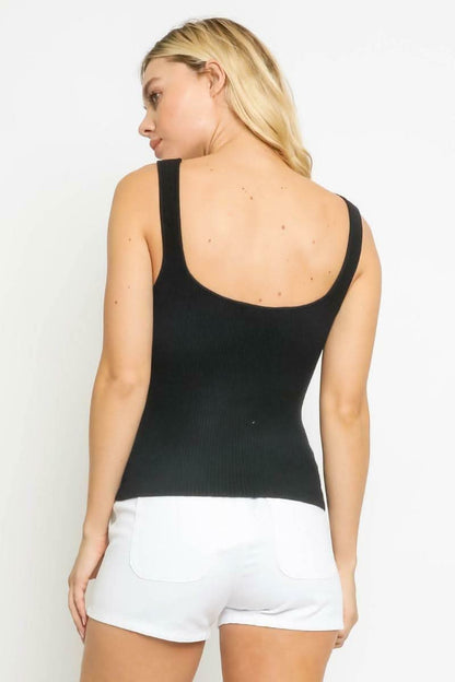 Becca Black Ribbed Tank Top