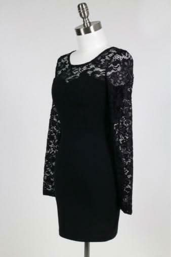 Be Modish Black Lace-Up Long Sleeve Mini Dress