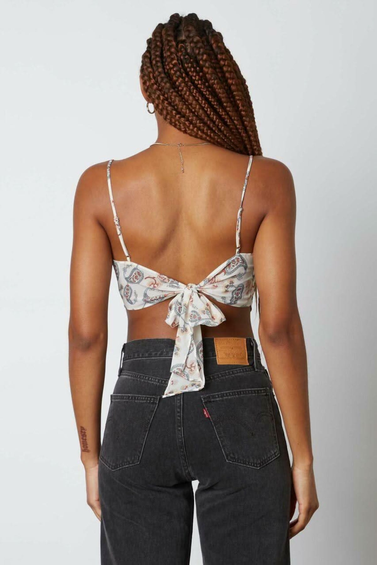 Carissa Ivory Paisley Floral Print Crop Top
