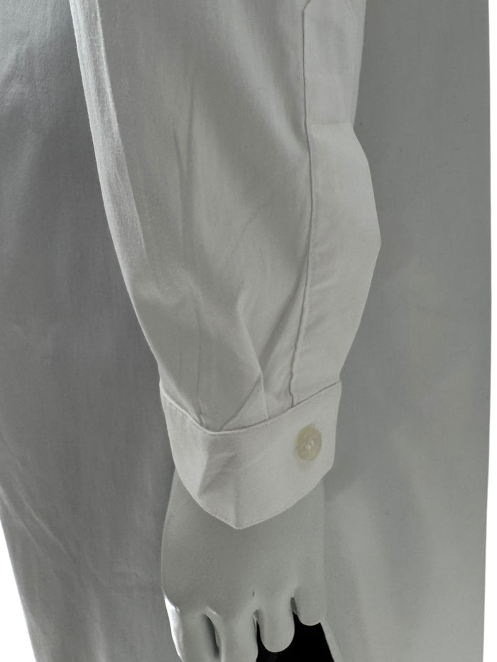 Jennifer Torosian White Long Button-Front Shirt Dress with Mandarin Collar – Size M