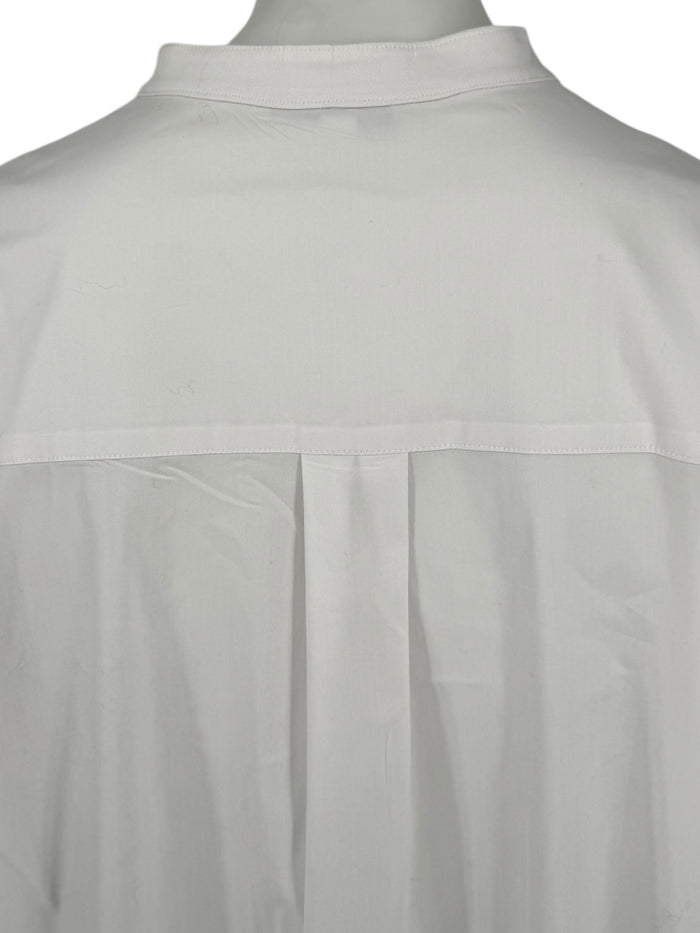 Jennifer Torosian White Long Button-Front Shirt Dress with Mandarin Collar – Size M