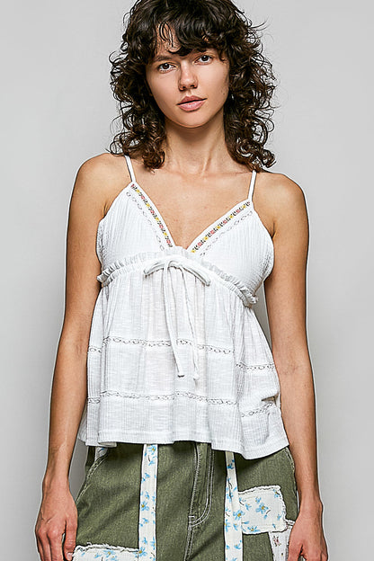Kai White Babydoll Cami Top