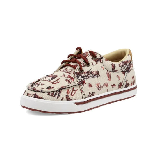Kids Twisted X Maroon and Ivory Kicks YCA0013-Painted Cowgirl Western Store
