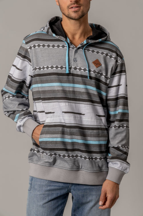 Kimes Ranch Men's Cantura Grey Western Stripe Hoodie