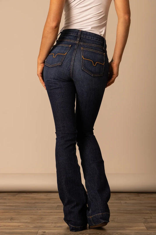 Kimes Ranch Women's Jennifer Blue Ultra High Rise Flare Jean-Painted Cowgirl Western Store