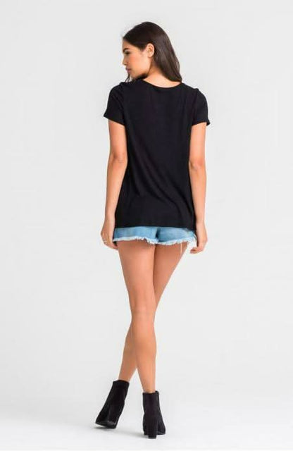 Amelia Black Double Strap Tee