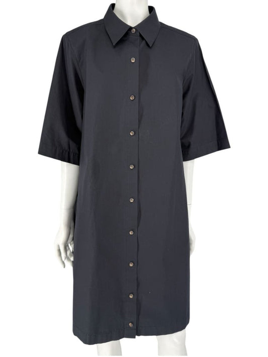 Lafayette 148 New York Black Cotton Shirt Dress – Size XL