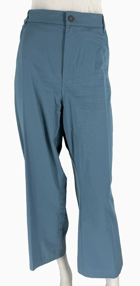 Lafayette 148 New York Wide Leg Cropped Pants Size 18 Blue Cotton Cashmere High Rise Career Casual