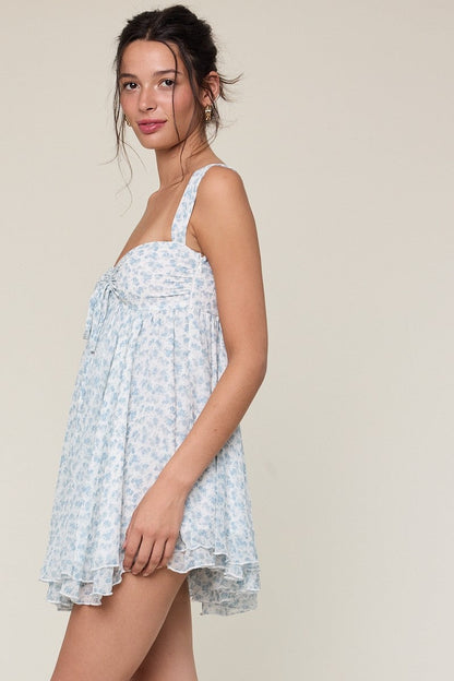 Layla Ditsy Blue Floral Babydoll Mini Dress