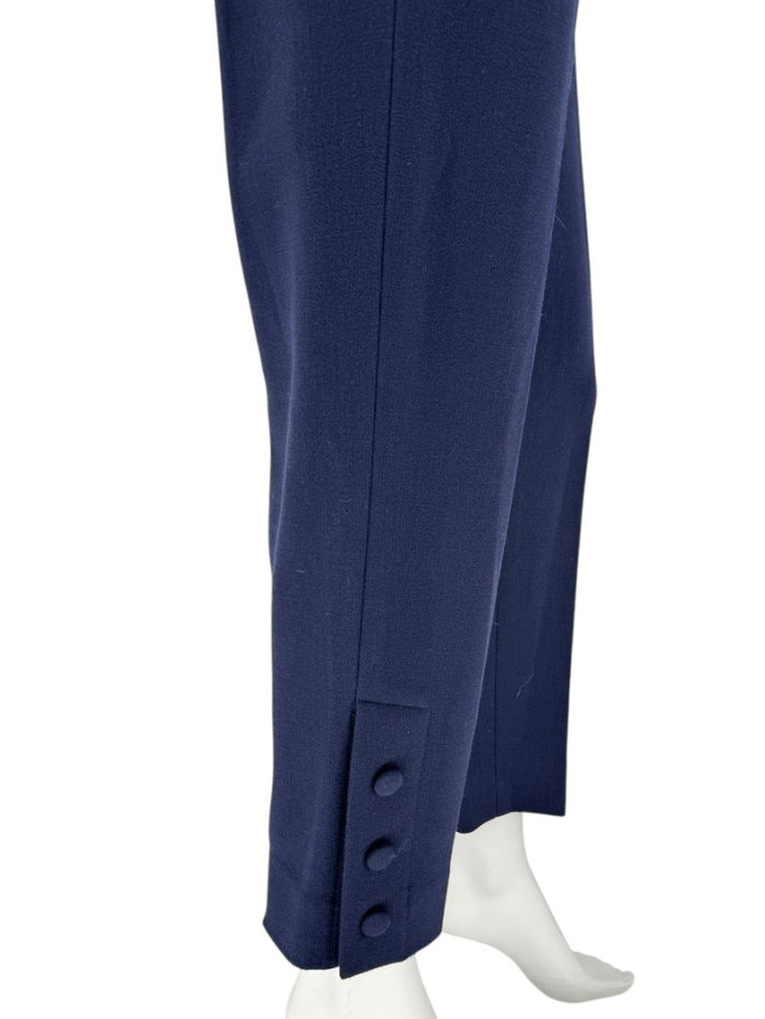 Lela Rose Navy Ankle Pants with Button Hem Detail – Size 10