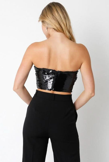 Late Night Black Sequin Tube Top